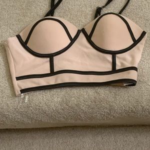 Black and pink cropped top